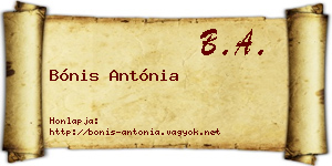 Bónis Antónia névjegykártya
